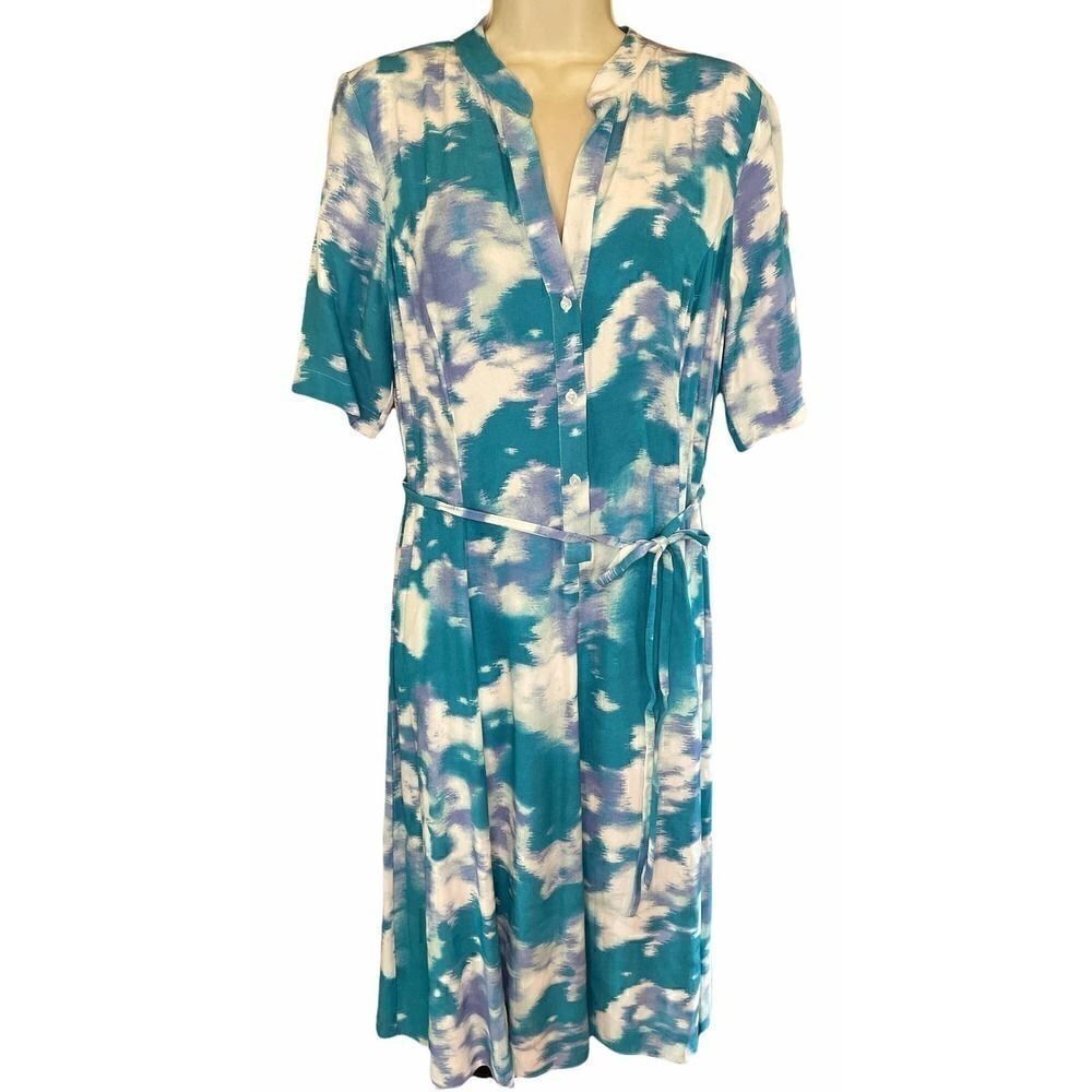 Natori Watercolor Mandarin Shirt Dress NWT 6
